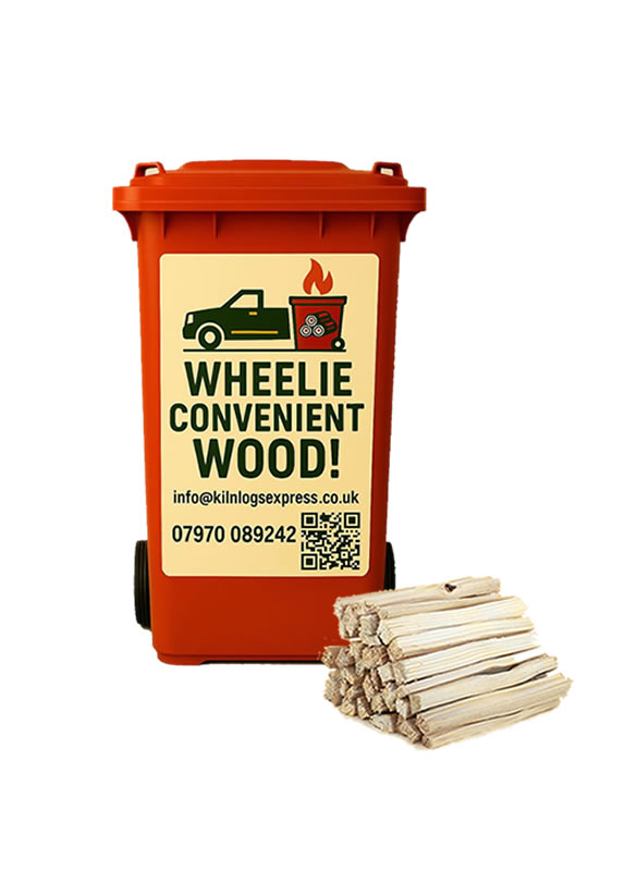 wheelie bins full of clean kiln dried firewood